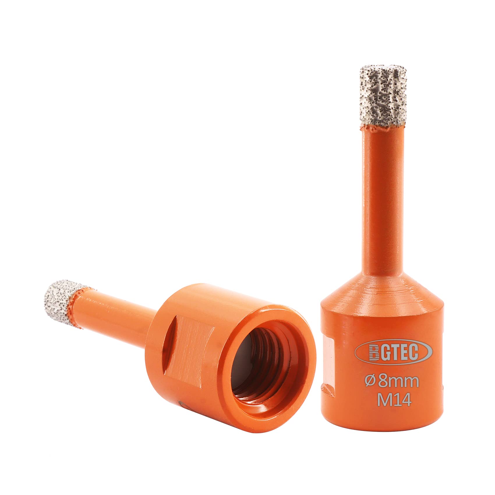 BGTEC Dry Diamond Core Drill Bits 2pcs Diameter 8mm for Porcelain Tile Ceramic Marble Brick M14 Thread