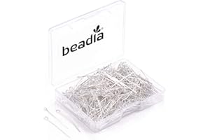 BEADIA Open Eye Pins Silver Head Pins for DIY Jewelry Making 40mm 200pcs