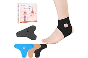 IEADEN Precut Kinesiology Tape for Ankle, 20 Pcs - Ankle Support & Stability, Ankle Pain Relief - Waterproof & Elastic, Breathable Hypoallergenic Latex-Free Tape, Black