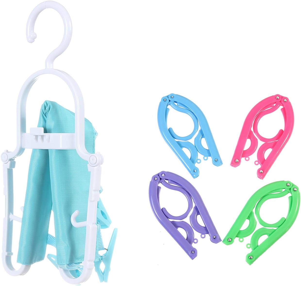 FO&OSOBEIT FoVo 6pcs Clothes Hangers Folding Portable Plastic Travel Bathroom Wardrobe Closet Drying Rack