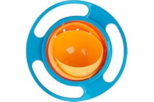 Berry President Magic Bowl 360 Degree Rotation Spill Resistant Gyro Bowl with Lid For Toddler Baby Kids Childre (Blue)