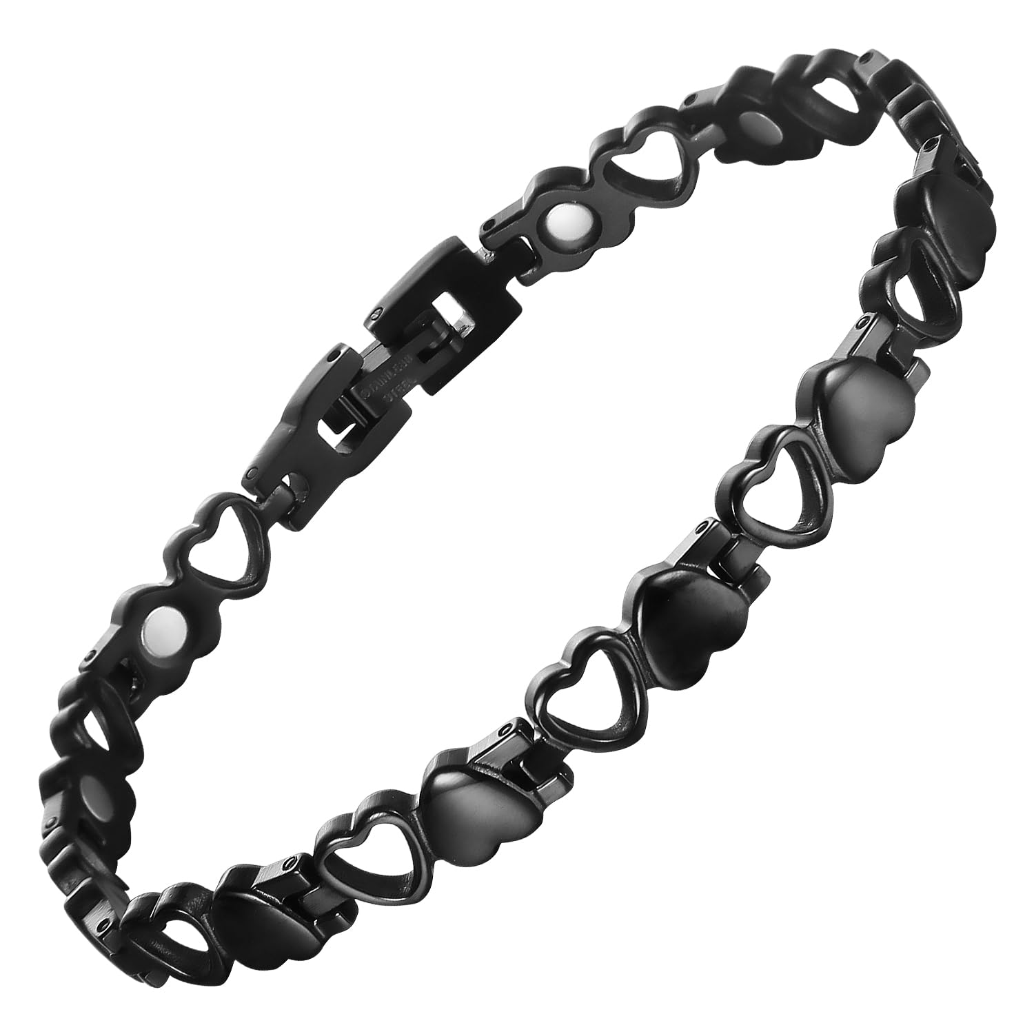 BioMag Magnetic Bracelets for Women Titanium Steel with Strong Magnets Heart-Shaped Bracelet (Black) — image 1