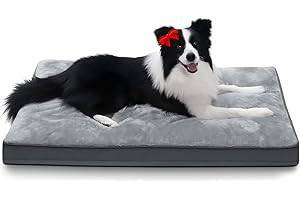 NUPIDA Dog Crate Bed Waterproof Deluxe Plush Dog Beds with Removable Washable Cover Anti-Slip Bottom Pet Sleeping Mattress for Large, Medium, Jumbo, Small Dogs, 35 x 22 inch, Gray