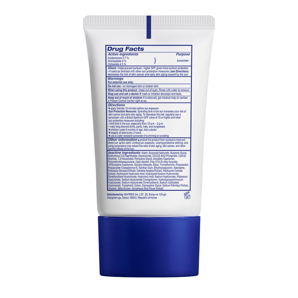 ISNTREE Hyaluronic Acid Daily Sun Gel 50ml, 1.69 fl oz | SPF 30 | Korean Skincare | Moisturizing | No White Cast | Lightweight | Mild Formula | Daily SPF | Korean Sunscreen | Broad Spectrum