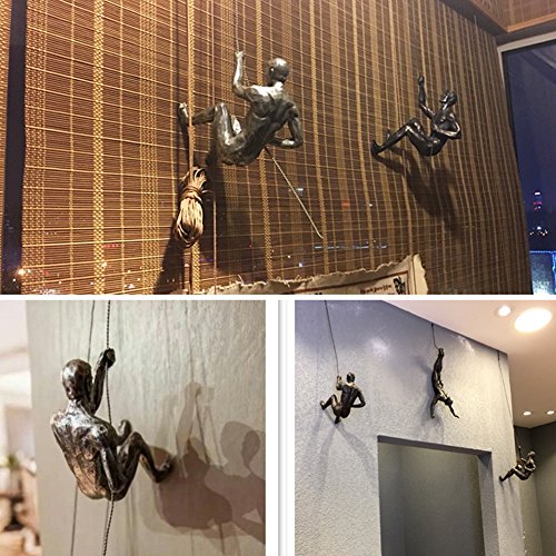 Olpchee 6Pcs Nordic Resin Climbing Man Wall Sculpture Creative Hand