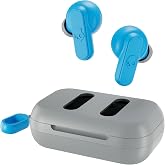Skullcandy Dime 2 Wireless In-Ear Bluetooth Earbuds - Light Grey/Blue | Bluetooth, Noise Isolating Fit, 12 Hours Battery, Microphone for iPhone Android, Easy Carry with Integrated Lanyard