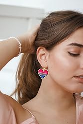 Bisexual Pride Heart Shape Dangle Earrings Gay