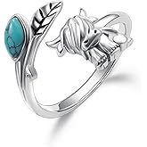 HolaJune Highland Cow Ring 925 Sterling Silver Adjustable Cute Cow Open Rings Highland Cow Jewelry Gift for Women