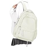winspansy Small Backpack For School Girls Boys Aesthetic Lightweight Travel Daypack Simple Cute Backpack For Women Men College High School Bookbag Fit 14 Inch Laptop,Beige
