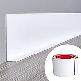 Duzzy Flexible Baseboard Molding Trim, 5 Inch(W) x 20 Feet(L) Peel and Stick Rubber Wall Trim Molding, Self-Adhesive Vinyl Wall Base Cove Base
