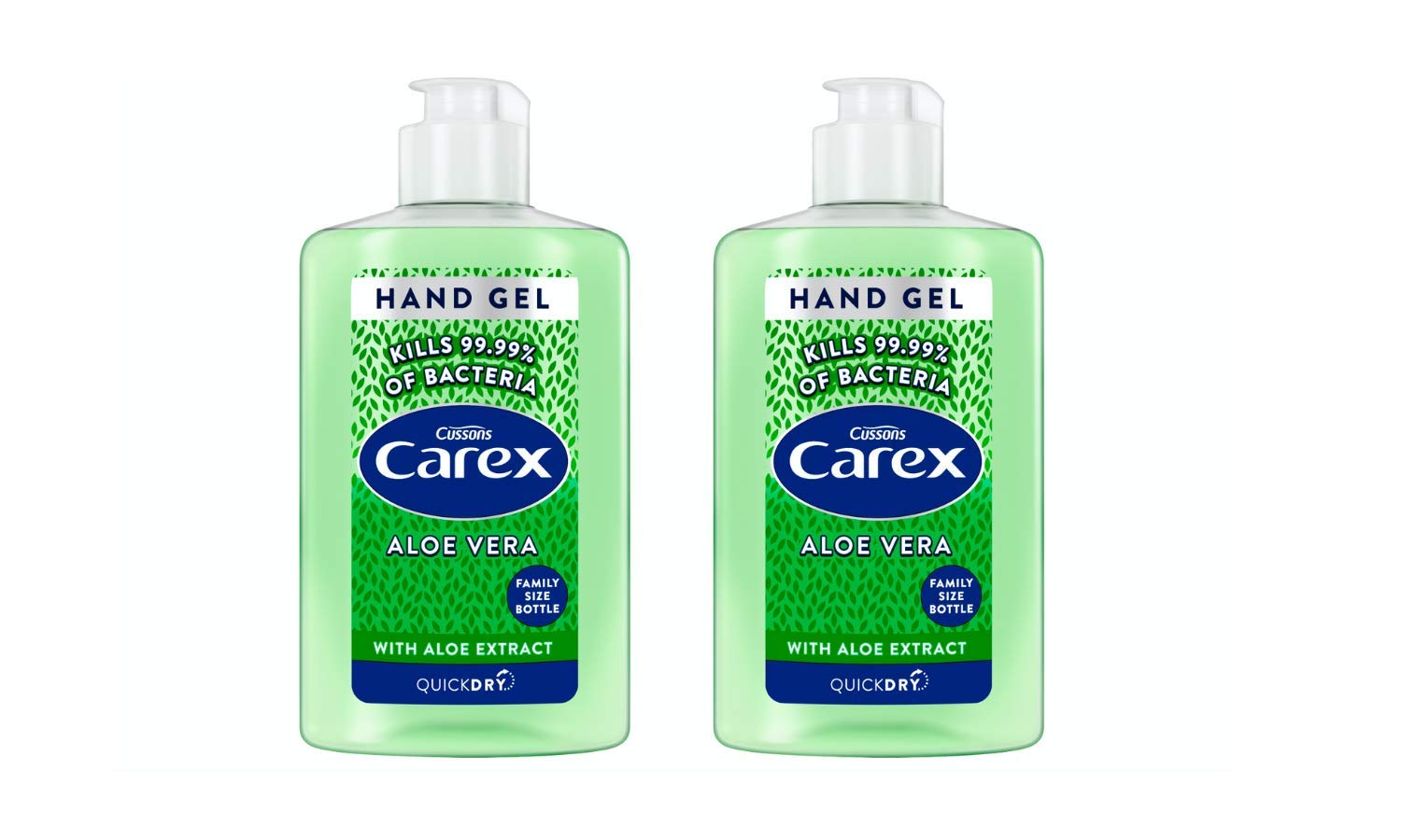600ml Carex Anti Bacterial Hand Gel (2 x 300ml) Family Bottles - Hand Gel