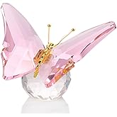 Movdyka Crystal Butterfly Decor Figurines for Mom Women, Pink Glass Butterfly Craft Desk Office Dcorations Table Centerpieces, Animal Ornaments Paperweight