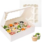 TOMNK 20-Pack Cupcake Boxes, 12 Count Bakery Boxes with Windows &amp; Inserts | 13x10x3.5 Inches Food-Grade Cupcake Containers Ideal for Birthday &amp; Holiday Parties