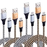 Micro USB Charger, FiveBox 4 Pack (2/6ft, 2/10ft) High Speed Nylon Braided Cable Charging/Sync Data Durable for Android, Samsung Galaxy S6 S7, HTC, Nokia, Sony, LG, Tab A S/ S2 Pro, and Smartphones
