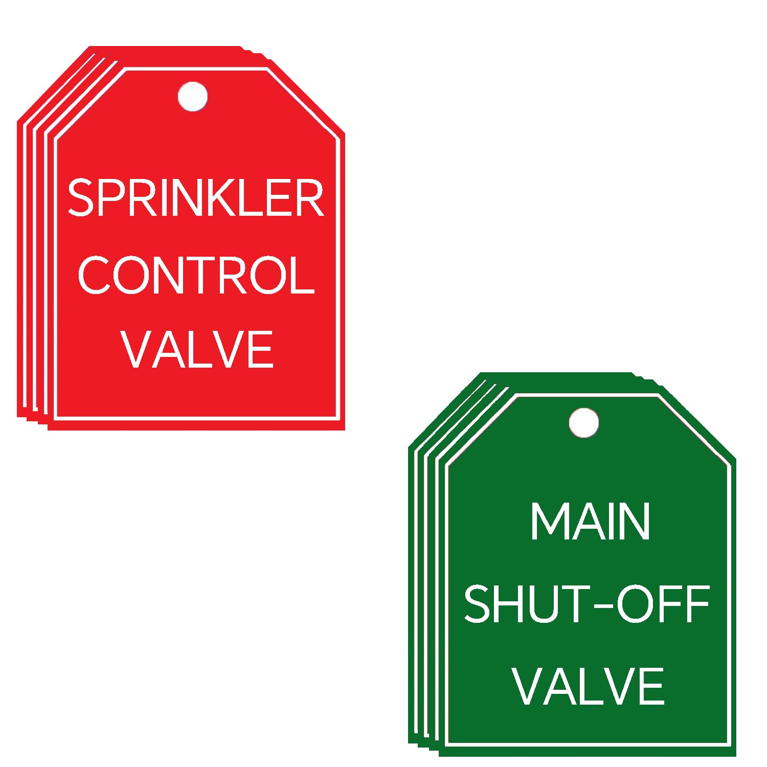 Photo 1 of 20 Pcs Main Shut Off Valve Tags Sprinkler Control Valve Tag 3×3.5 Inch Plastic Valve Identifier Tag Plumbing Identification Pipe Tags