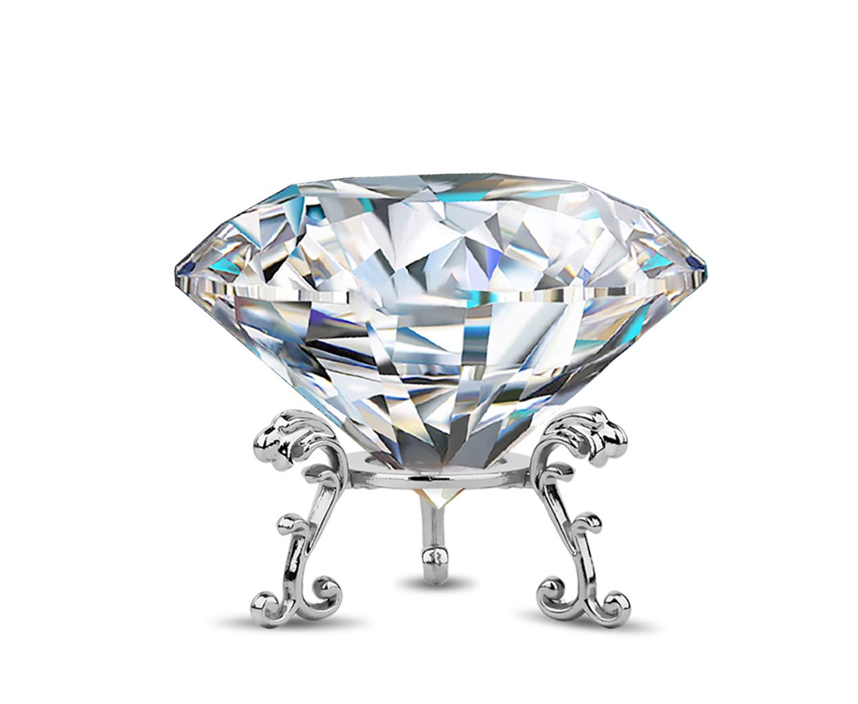 Hiziwimi Large Crystal Diamond Paperweight with Stand Jewels Wedding Decorations Centerpieces Home Decor (Clear, 60mm)
