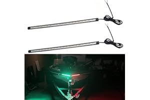 4pcs LED Navigation Lights for Boats, 12V 14 Inch 21-LED Red & Green Marine Lights, Night Fishing Illumination for Dinghy Pon