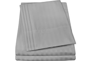 Size Bed Sheets - 6 Piece 1500 Thread Count Fine Brushed Microfiber Deep Pocket Sheet Set Bedding - 2 Extra Pillow Cases, Gre