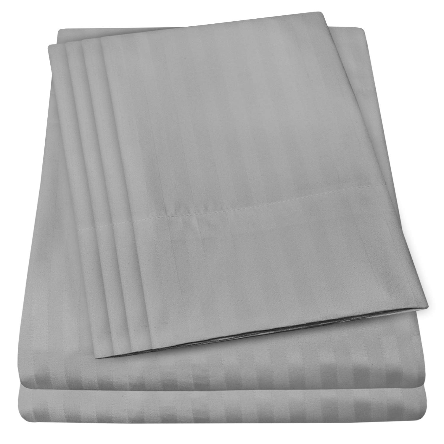 Photo 1 of King Size Bed Sheets - 6 Piece 1500 Supreme Collection Fine Brushed Microfiber Deep Pocket King Sheet Set Bedding - 2 Extra Pillow Cases, Great Value, King, Dobby Silver