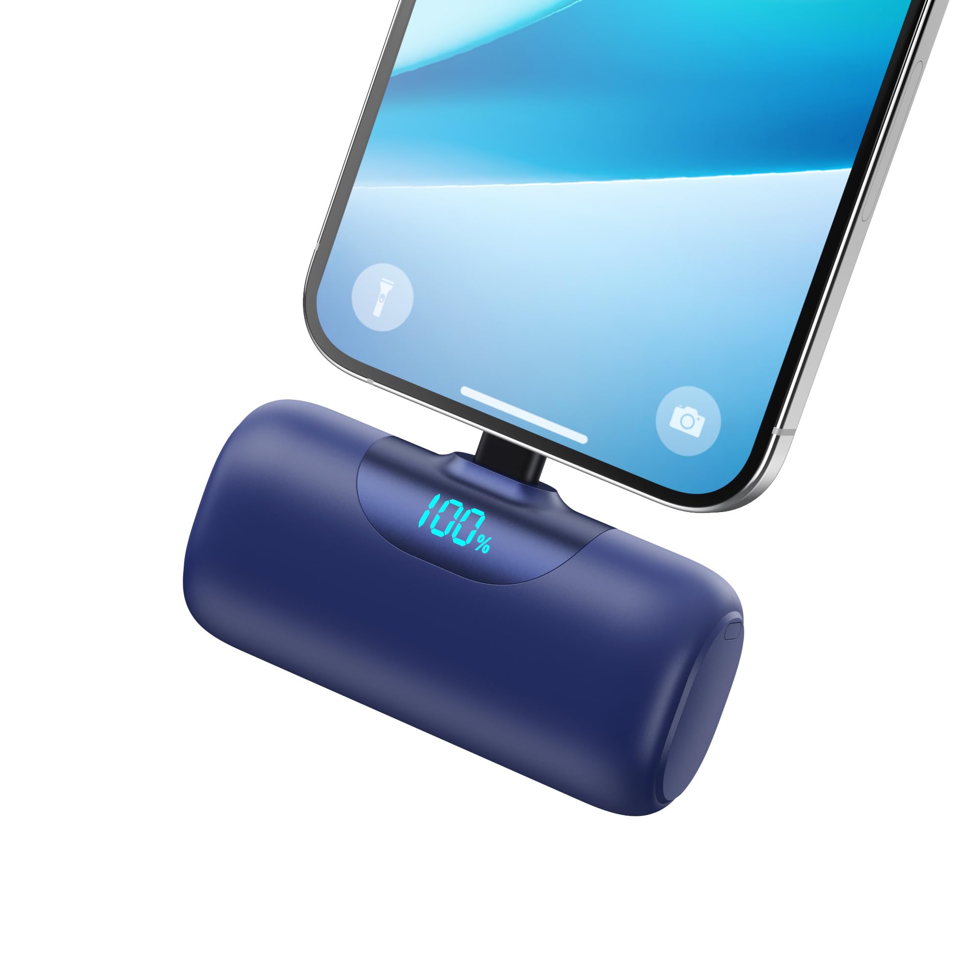 Mini Portable Charger for iPhone,Upgraded 22.5W PD Fast Charging 5500mAh Ultra-Compact Power Bank,LCD Display Plug-in Cute Battery Pack Travel Essentials for iPhone 14/14Pro/13/12/11/X/8/7/6 (Navy)
