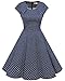 Homrain Women's 1950s Retro Vintage A-Line Cap Sleeve Cocktail Swing Party Dress Navy Small White Dot 2XL