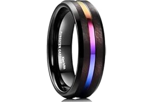 King Will Tungsten Rings for Men Two Tone Grooved Mens Wedding Band Cool Promise Engagement Matte Finished Beveled Edge