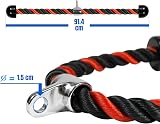 Yes4All Tricep Rope 91.4 cm Nylon Braided with Carabiner Red Black view 3