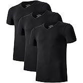COLORFULLEAF Men's Undershirt Bamboo Rayon V Neck T Shirts Men Short Sleeve Moisture-Wicking Tees Slim Fit Underwear