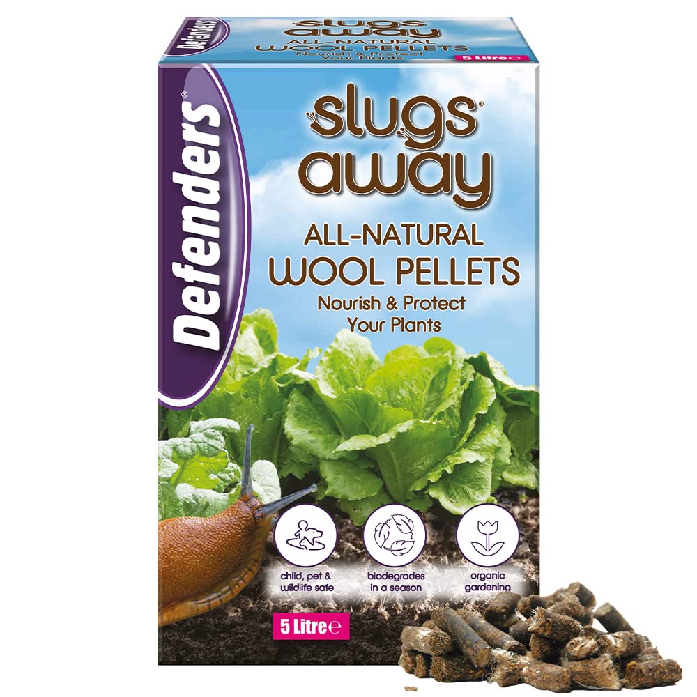 Defenders STV053 All-Natural Slugs Away Wool Pellets – 5 Litre, Slug Deterrent, Protect Gardens and Plants From Slugs and Snails, Grey
