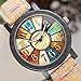 Top Plaza Women Vintage Retro Compass Camouflage Wooden Like Leather Strap Analog Quartz Wrist Watch