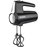 BLACK+DECKER Hand Held Mixer MX610B, 5-Speed | 350W hand mixer with Turbo Boost, beaters, whisk, dough hooks and snap-on storage case.
