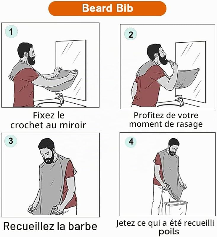 Tablier de Barbe pour Homme, Rasé, Imperméable, Antiadhésif, — photo 4 sur 8