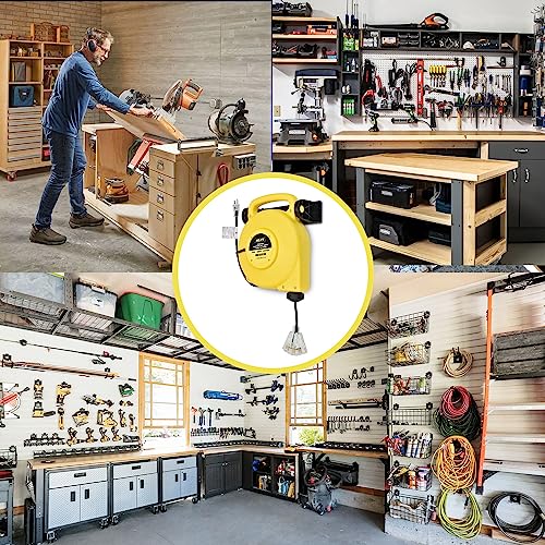 TerraBloom Retractable Extension Cord Reel with Light Indicator 14/3