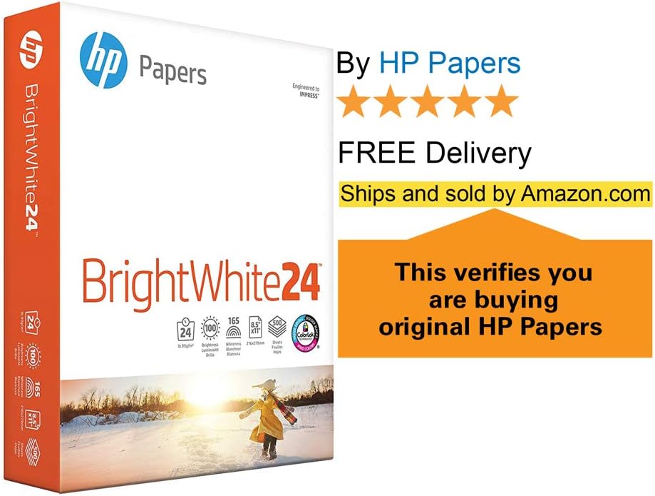 HP Printer Paper 8.5x11 BrightWhite 24 lb 5 Ream Case 2500 Sheets 100 Bright Made in USA FSC Certified Copy Paper HP Compatible 203000C: Home Improvement