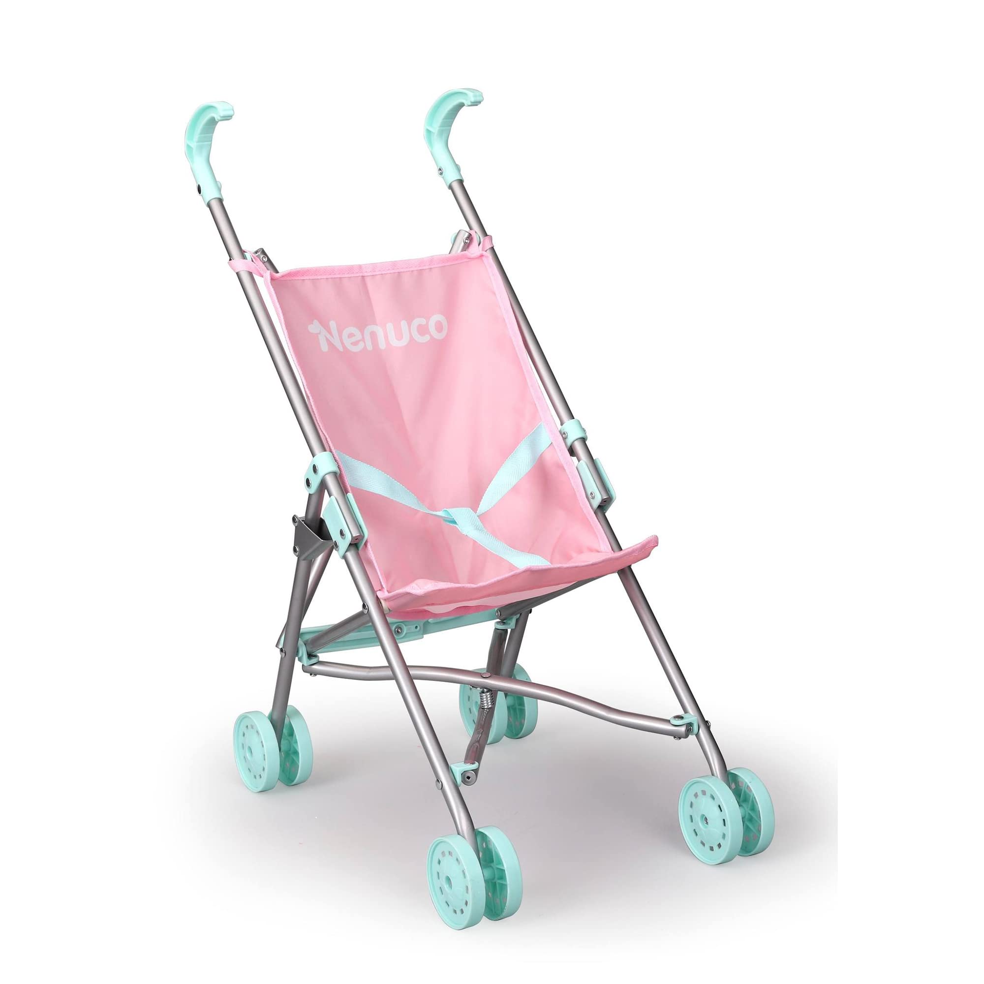 Nenuco - Metal stroller, pink and blue metallic toy stroller, foldable to take your baby Nenuco for a walk and play with the dolls, from 3 years old, Famosa (NFN31000)