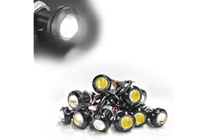 YTFRL 10 PCS 18mm Eagle Eye LED Lights, 12V Ultra Thin Car Daytime Running Backup Lights, Waterproof Small LED Fog Bulb Reverse Tail Rock Lamp for Cars Trucks Motorcycles (White)