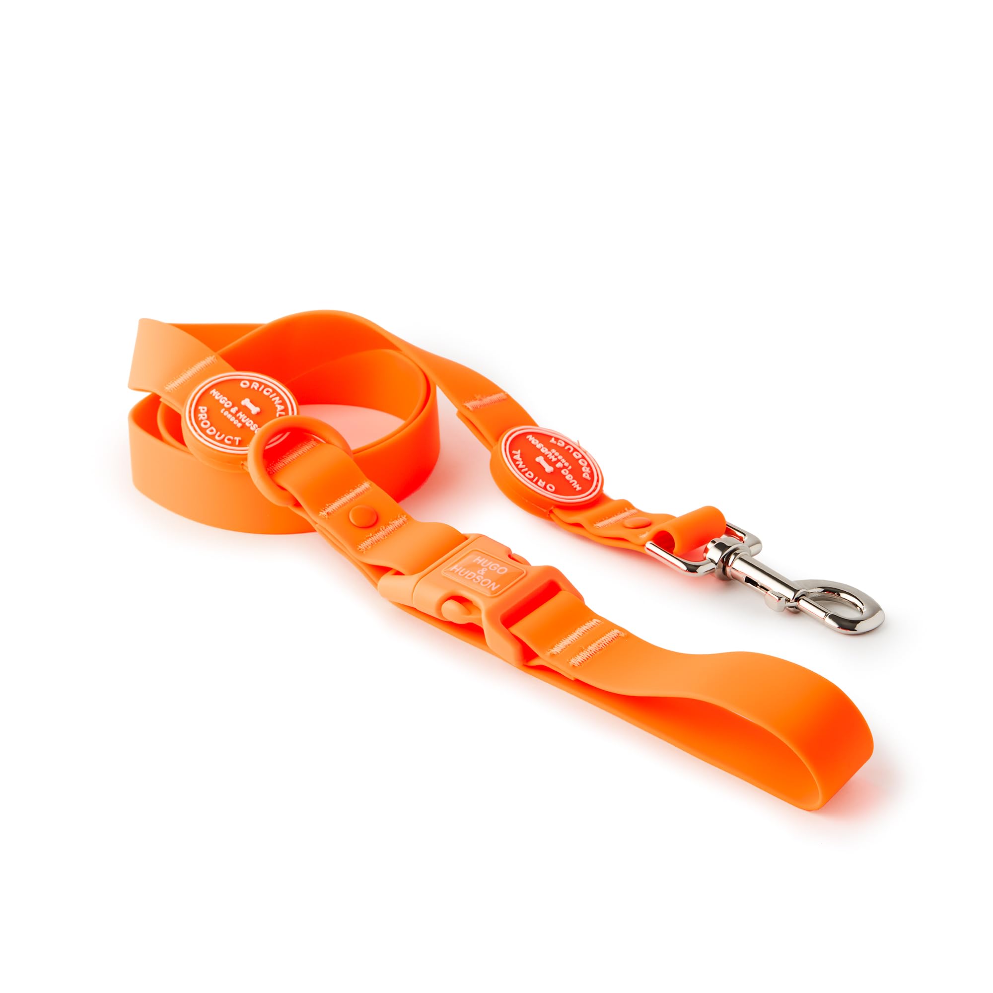 HUGO & HUDSON Waterproof Dog Lead, Anti Odor Easy Clean Padded Handle Pet Leash, Orange, 120 x 1.5cm