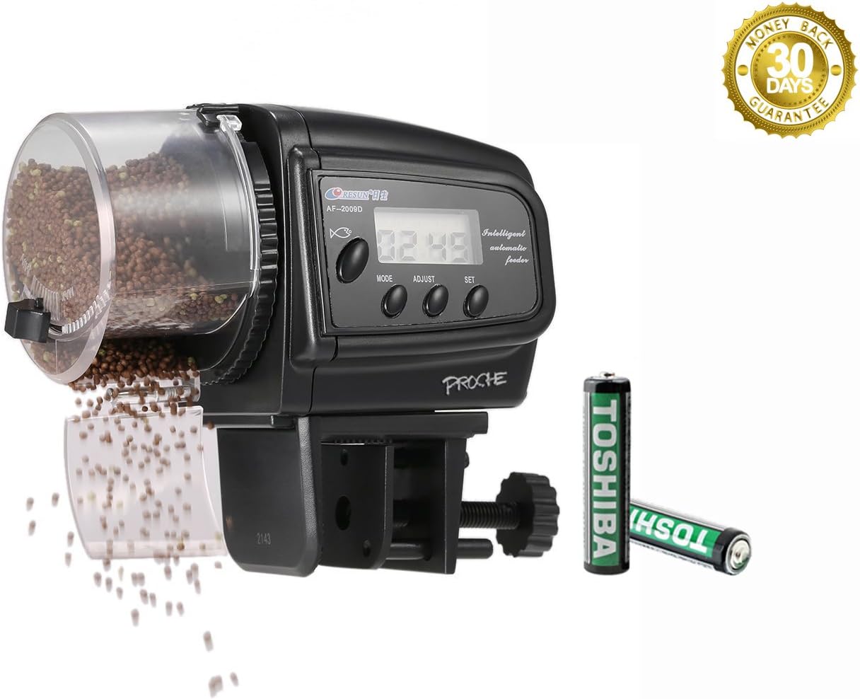PROCHE Automatic Fish/Turtle Feeder Intelligent for Aquarium & Fish Tank, Digital Fish Food Feeder Pellets&Flakes for Goldfish/Beta Fish Vacation Weekend