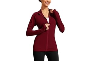PINSPARK Lightweight Workout Jackets Womens Full Zip Slim Fit Athletic Running Jacket with Thumb Holes