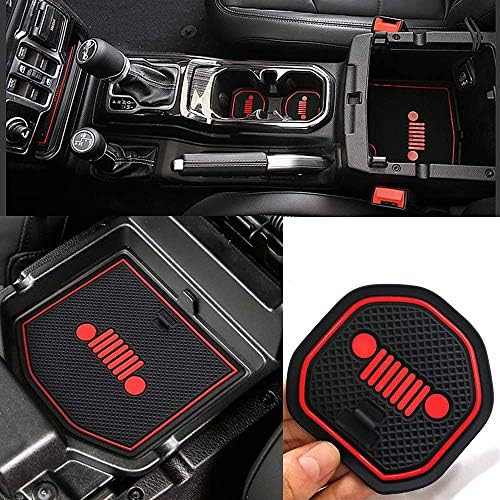 LITTOU 19PCS Custom Fit Cup holder, Door Slot, Console Liner Accessories for 2018 Jeep Wrangler JL Interior Door, Anti-dust, Non-slip, Storage Mats Decoration Liner (Red)
