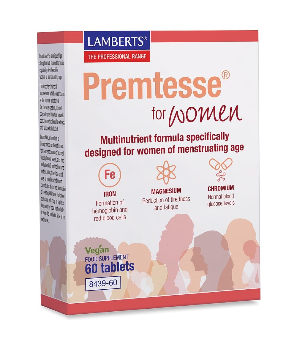 Lamberts Premtesse for Women – Multinutrient Formula with Methylfolate, B6 & Magnesium – 60 Vegan Tablets
