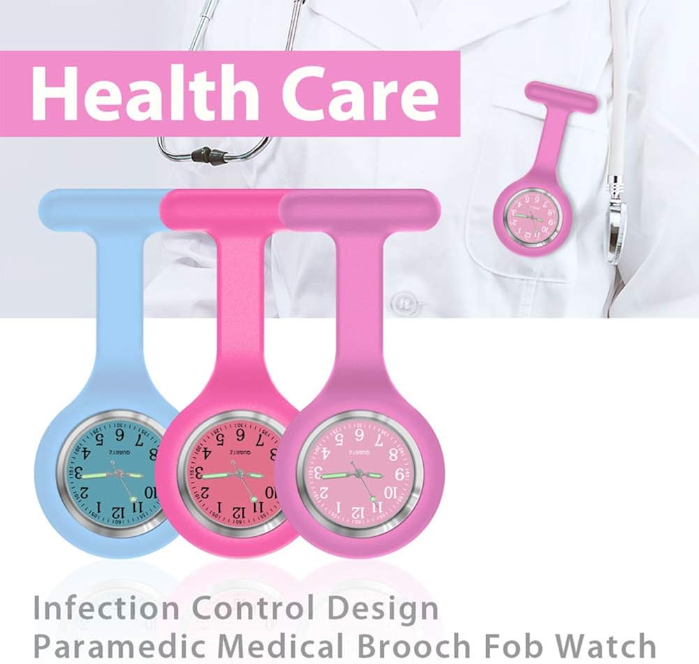 SibyTech Nurse Watch Brooch, Silicone with Pin/Clip, Glow in Dark Design - Image 5