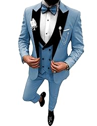 Wangyue Prom Suit Tuxedo Sets 3 Pieces Dusty Blue