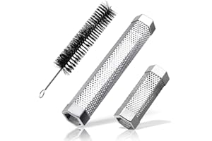 GUEQUITLEX Pellet Smoker Tube 6 &12 inch Smoke Tube - Stainless Steel Wood Tube - Suitable for Any Grill or Smoker - Adds Delicious Wood Smoke Flavor on Your Barbecue Food (6 &12 inch)