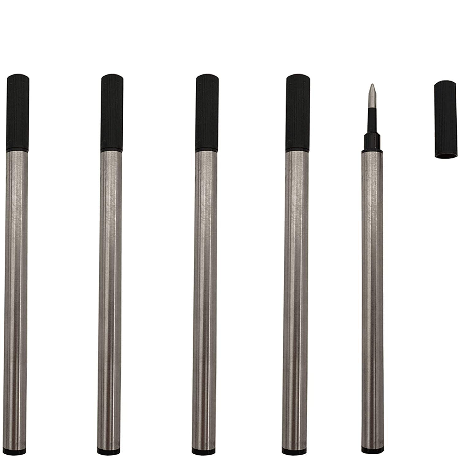Accod 5 Pack Black 0.5mm Rollerball Gel Refills - Universal Ballpoint Pen Refills