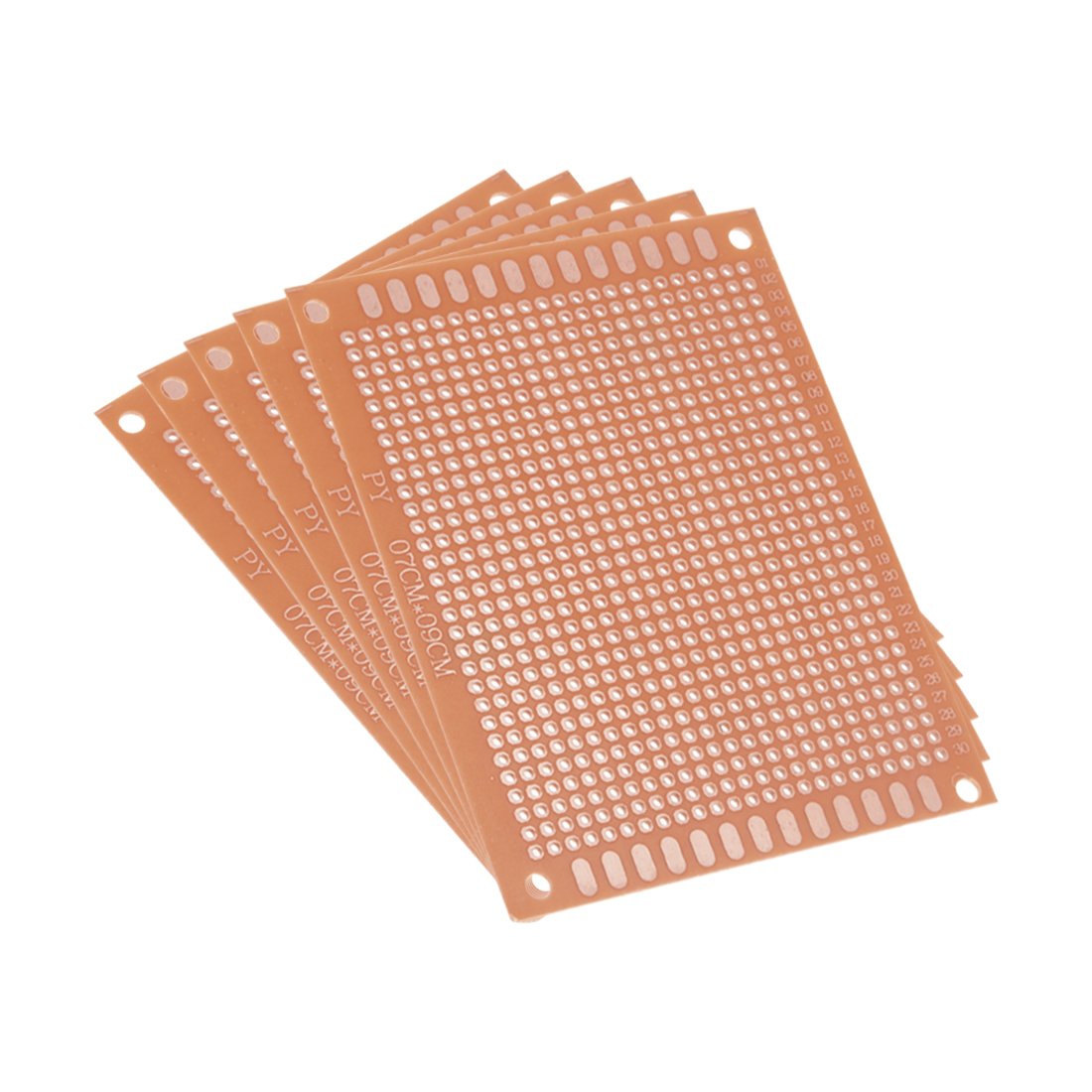 Sourcingmap 7x9cm Single Sided Universal Paper Printed Circuit Board for DIY Soldering Brown 5pcs