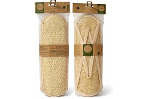 AuraLine Long Natural Loofah Back Scrubber for Shower – Egyptian Exfoliating Body Sponge with Handles – Deep Cleansing Bath S