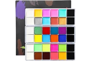 QUSTGO Face Body Paint Oil Palette - Professional Safe Non Toxic Halloween Makeup Painting Kit for Kids & Adults, Flash Colors for Party, Cosplay, SFX, Tattoo, Fancy Dress & Stage Makeup