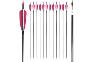 Jocoo 12Pack 30-inch Carbon Arrow with 4" Turkey Feathers, Hunting/Targeting Arrow for Compound Recurve Longbow
