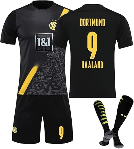 Amazon Co Jp ドルトムンドアウェイno 9ハーランドロイスサッカージャージ ソックス付き 男性の子供ジュニアサッカーユニフォーム キッズ用 サッカーウェア Color 黒 Size ホーム キッチン